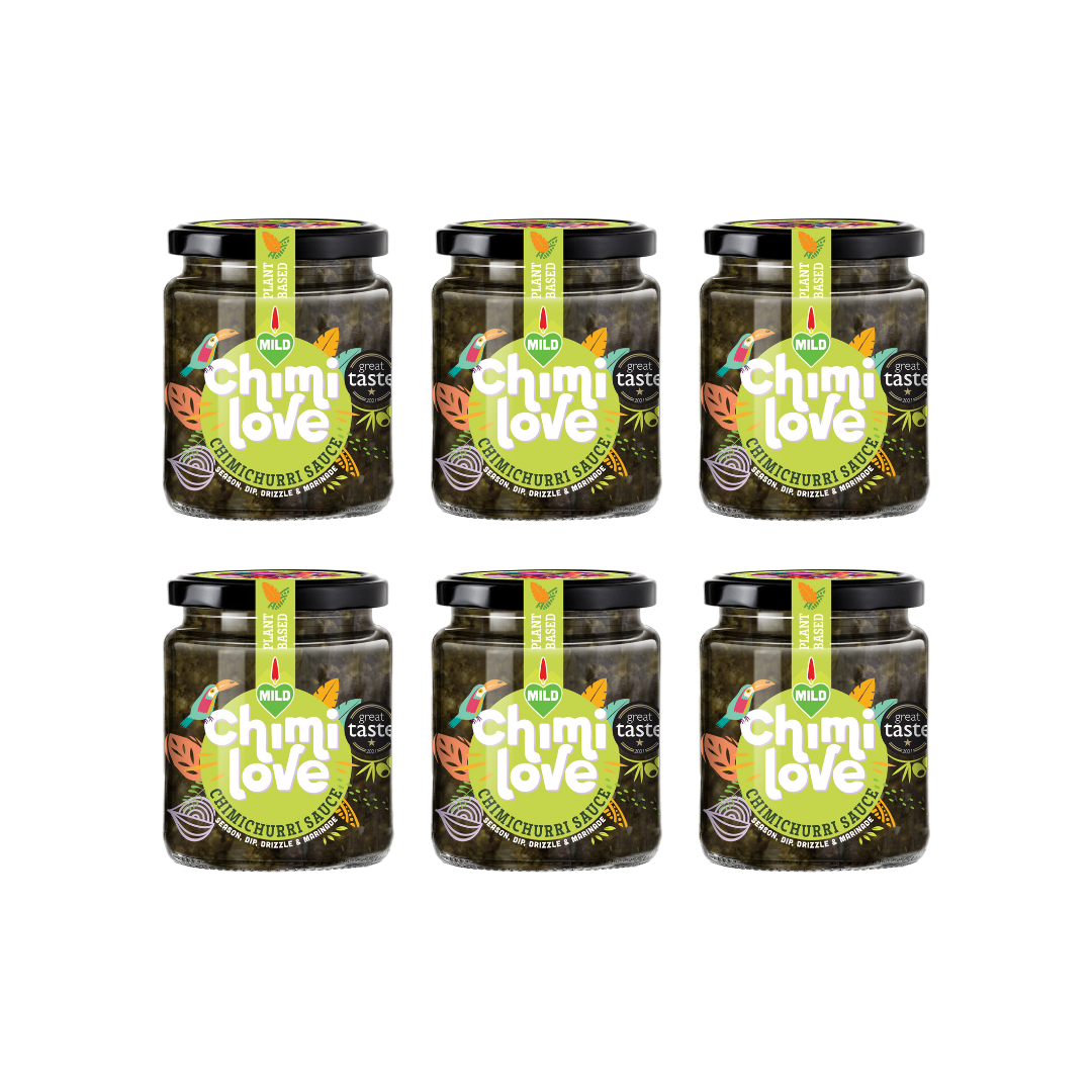 Six jars of Chimi Love Mild Chimichurri Sauce