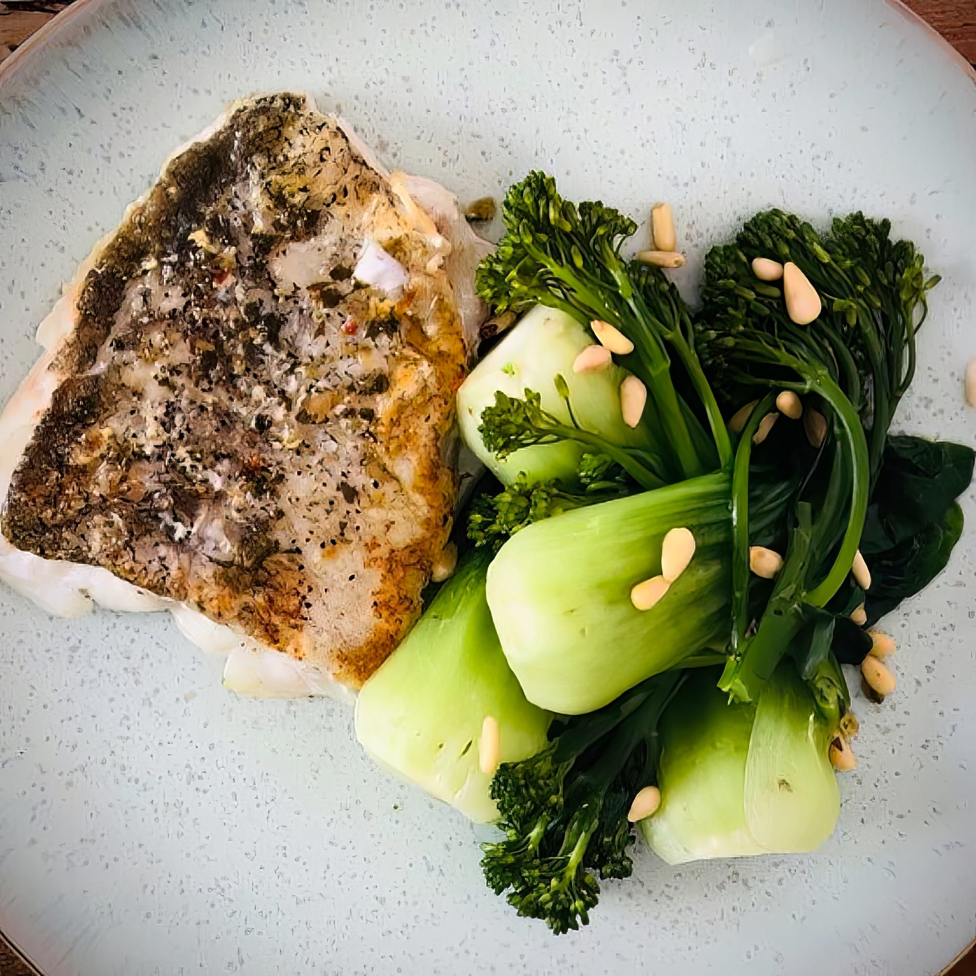 Baked Cod with Wilted Greens