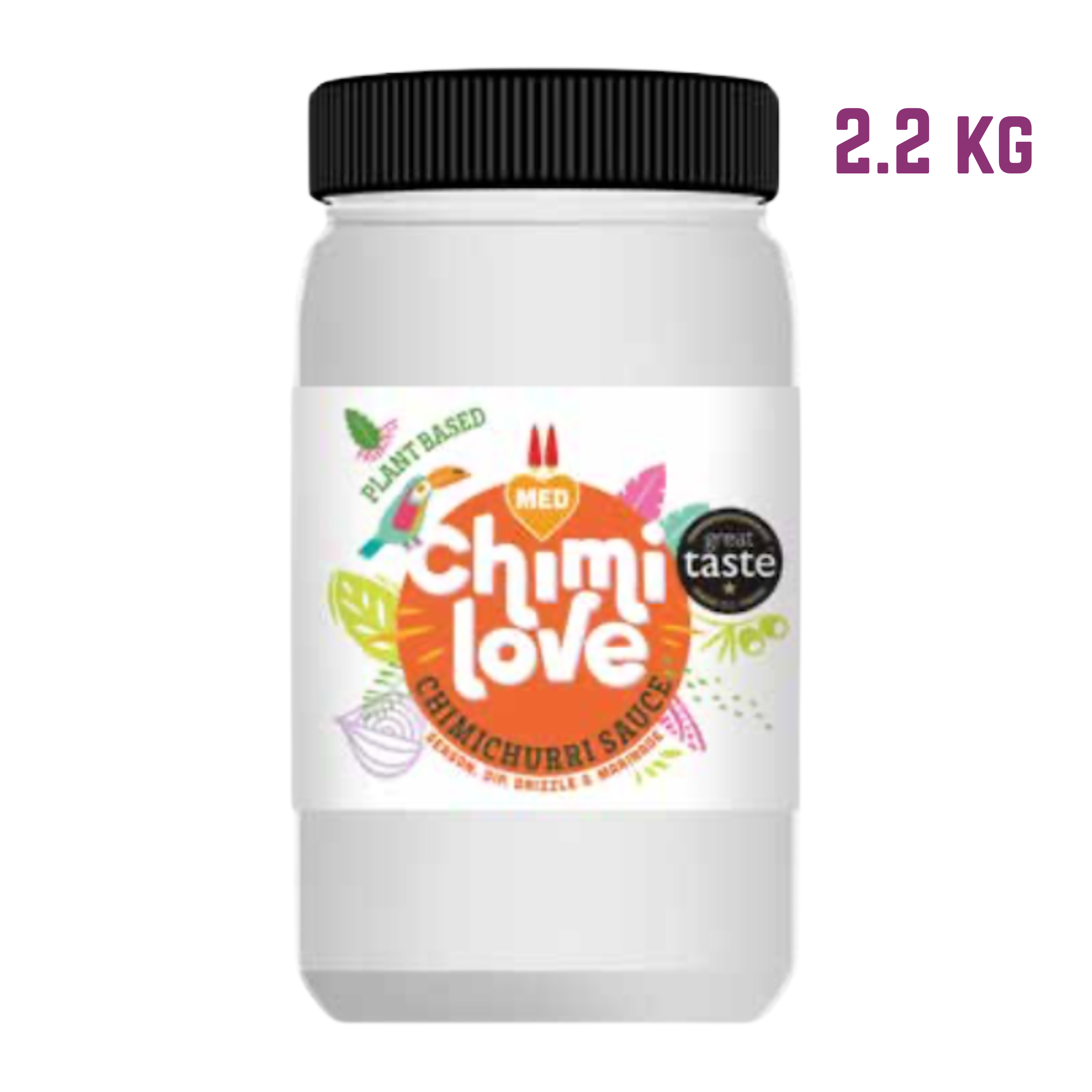 A tub of CHIMI Original chimichurri sauce with a label that includes the product name and the 'Great Taste 2021 Award' logo.